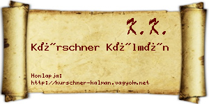 Kürschner Kálmán névjegykártya